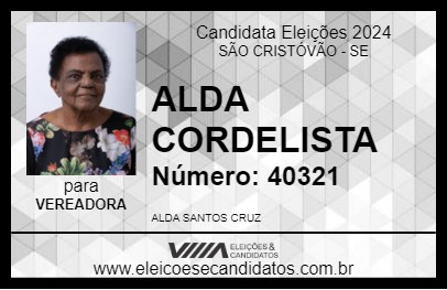 Candidato ALDA CORDELISTA 2024 - SÃO CRISTÓVÃO - Eleições