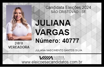 Candidato JULIANA VARGAS 2024 - SÃO CRISTÓVÃO - Eleições