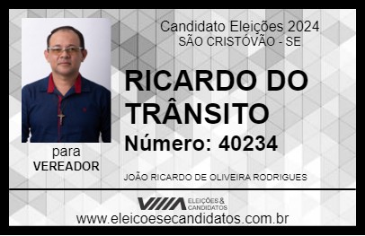 Candidato RICARDO DO TRÂNSITO 2024 - SÃO CRISTÓVÃO - Eleições