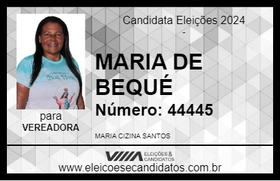 Candidato MARIA DE BEQUÉ 2024 - MARUIM - Eleições