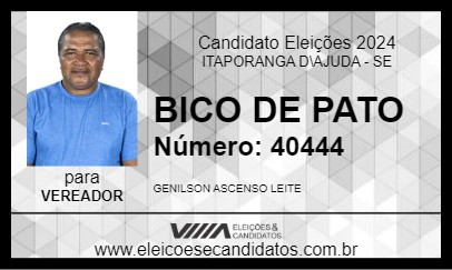 Candidato BICO DE PATO  2024 - ITAPORANGA D\AJUDA - Eleições