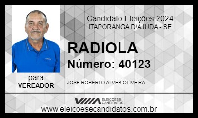 Candidato RADIOLA 2024 - ITAPORANGA D\AJUDA - Eleições