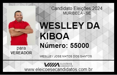 Candidato WESLLEY DA KIBOA 2024 - MURIBECA - Eleições