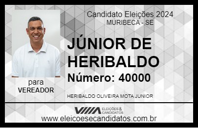 Candidato JÚNIOR DE HERIBALDO 2024 - MURIBECA - Eleições