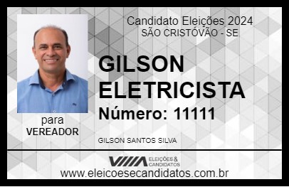 Candidato GILSON ELETRICISTA 2024 - SÃO CRISTÓVÃO - Eleições