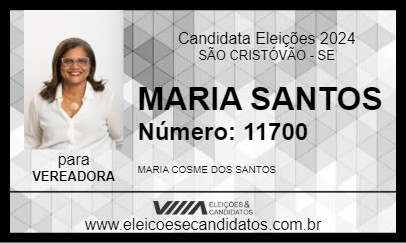 Candidato MARIA SANTOS 2024 - SÃO CRISTÓVÃO - Eleições