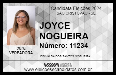 Candidato JOYCE NOGUEIRA 2024 - SÃO CRISTÓVÃO - Eleições