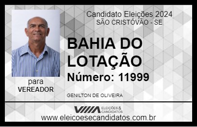 Candidato BAHIA DO LOTAÇÃO 2024 - SÃO CRISTÓVÃO - Eleições