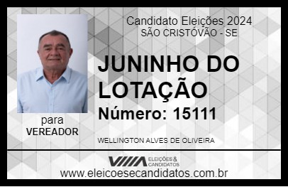 Candidato JUNINHO DO LOTAÇÃO 2024 - SÃO CRISTÓVÃO - Eleições