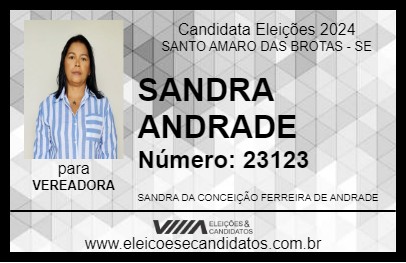 Candidato SANDRA ANDRADE 2024 - SANTO AMARO DAS BROTAS - Eleições