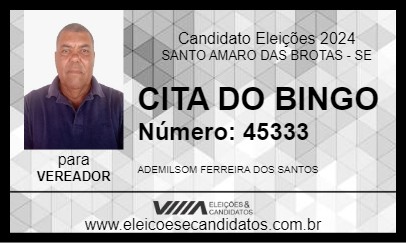 Candidato CITA DO BINGO 2024 - SANTO AMARO DAS BROTAS - Eleições