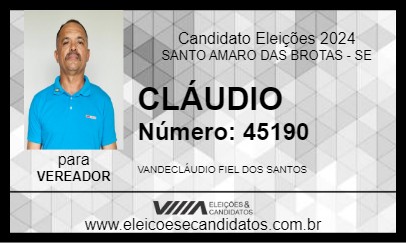 Candidato CLÁUDIO 2024 - SANTO AMARO DAS BROTAS - Eleições