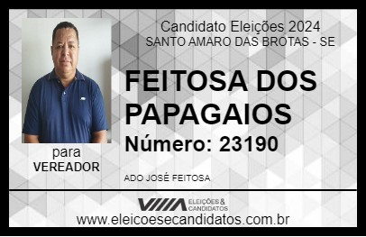 Candidato FEITOSA DOS PAPAGAIOS 2024 - SANTO AMARO DAS BROTAS - Eleições