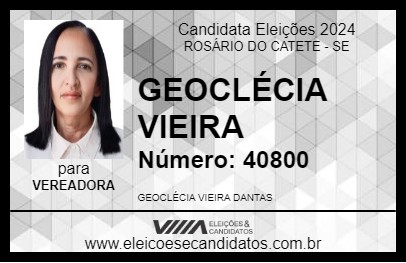 Candidato GEOCLÉCIA VIEIRA 2024 - ROSÁRIO DO CATETE - Eleições