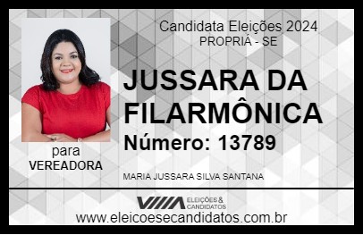 Candidato JUSSARA DA FILARMÔNICA 2024 - PROPRIÁ - Eleições