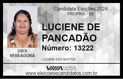 Candidato LUCIENE DE PANCADÃO 2024 - PROPRIÁ - Eleições