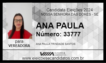 Candidato ANA PAULA 2024 - NOSSA SENHORA DAS DORES - Eleições