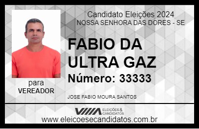 Candidato FABIO DA ULTRA GAZ 2024 - NOSSA SENHORA DAS DORES - Eleições