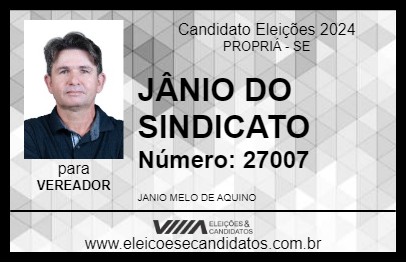 Candidato JÂNIO DO SINDICATO 2024 - PROPRIÁ - Eleições