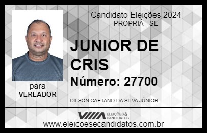 Candidato JUNIOR DE CRIS  2024 - PROPRIÁ - Eleições