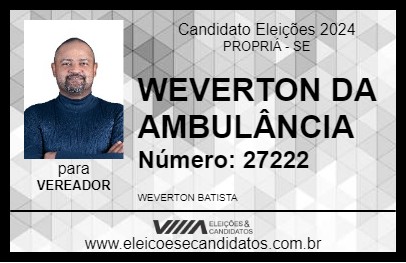 Candidato WEVERTON DA AMBULÂNCIA 2024 - PROPRIÁ - Eleições