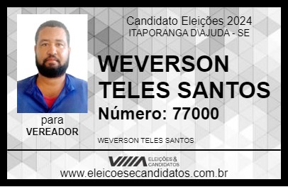 Candidato WEVERSON TELES SANTOS 2024 - ITAPORANGA D\AJUDA - Eleições