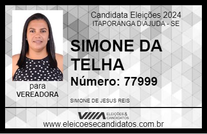 Candidato SIMONE DA TELHA 2024 - ITAPORANGA D\AJUDA - Eleições