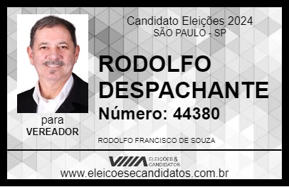 Candidato RODOLFO DESPACHANTE 2024 - SÃO PAULO - Eleições