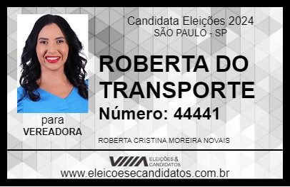 Candidato ROBERTA DO TRANSPORTE 2024 - SÃO PAULO - Eleições