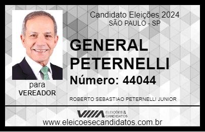 Candidato GENERAL PETERNELLI 2024 - SÃO PAULO - Eleições