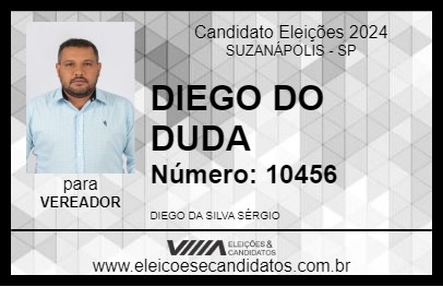 Candidato DIEGO DO DUDA 2024 - SUZANÁPOLIS - Eleições