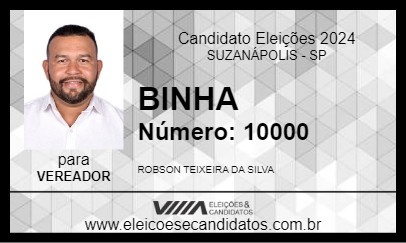 Candidato BINHA 2024 - SUZANÁPOLIS - Eleições