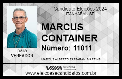 Candidato MARCUS CONTAINER 2024 - ITANHAÉM - Eleições