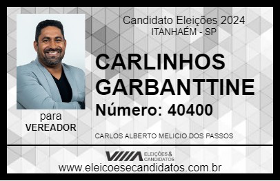 Candidato CARLINHOS GARBANTTINE 2024 - ITANHAÉM - Eleições