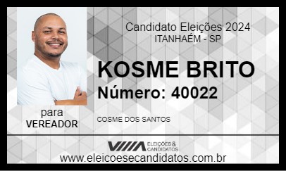 Candidato KOSME BRITO 2024 - ITANHAÉM - Eleições