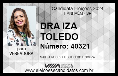 Candidato DRA IZA TOLEDO 2024 - ITANHAÉM - Eleições