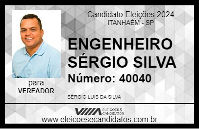 Candidato ENGENHEIRO SÉRGIO SILVA 2024 - ITANHAÉM - Eleições