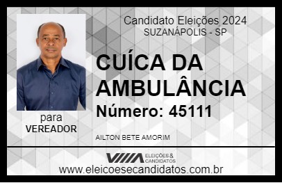 Candidato CUÍCA DA AMBULÂNCIA 2024 - SUZANÁPOLIS - Eleições