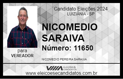 Candidato NICOMEDIO SARAIVA 2024 - LUIZIÂNIA - Eleições