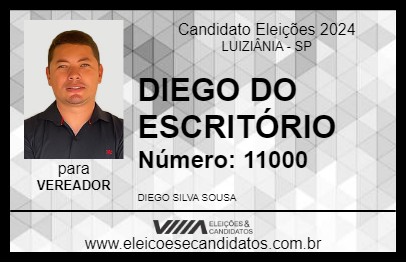 Candidato DIEGO DO ESCRITÓRIO 2024 - LUIZIÂNIA - Eleições