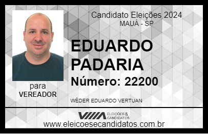 Candidato EDUARDO PADARIA 2024 - MAUÁ - Eleições