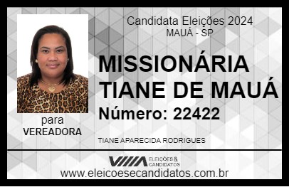 Candidato MISSIONÁRIA TIANE DE MAUÁ 2024 - MAUÁ - Eleições