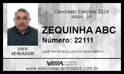 Candidato ZEQUINHA ABC 2024 - MAUÁ - Eleições