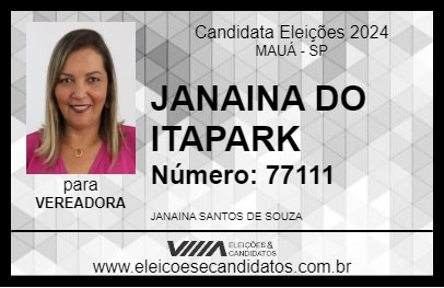 Candidato JANAINA DO ITAPARK 2024 - MAUÁ - Eleições