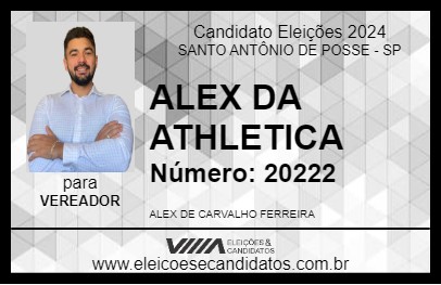 Candidato ALEX DA ATHLETICA 2024 - SANTO ANTÔNIO DE POSSE - Eleições