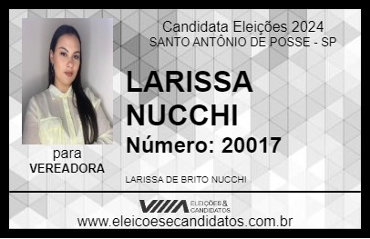 Candidato LARISSA NUCCHI 2024 - SANTO ANTÔNIO DE POSSE - Eleições