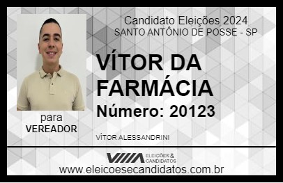 Candidato VÍTOR DA FARMÁCIA 2024 - SANTO ANTÔNIO DE POSSE - Eleições