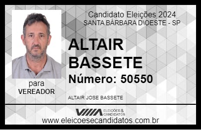 Candidato ALTAIR BASSETE 2024 - SANTA BÁRBARA D\OESTE - Eleições