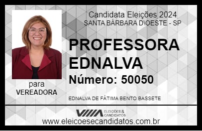 Candidato PROFESSORA EDNALVA 2024 - SANTA BÁRBARA D\OESTE - Eleições