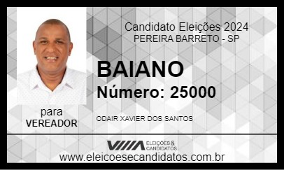 Candidato BAIANO 2024 - PEREIRA BARRETO - Eleições